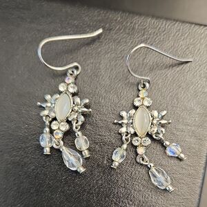 Elegant Silver and Crystal Dangle Earrings